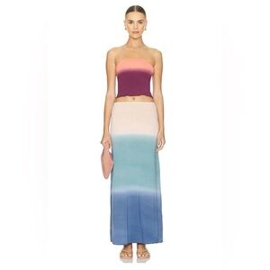 Monarch Hand-painted Maxi Skirt in Ombre Azure